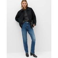 M&S Mid Rise Straight Leg Jeans Medium Indigo