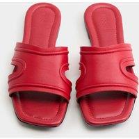 M&S Leather Flat Mules Red