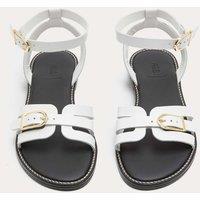 M&S Leather Buckle Ankle Strap Sandals White