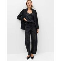 M&S Mid Rise Embellished Barrel Jeans Black