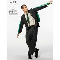M&S x Aries Relaxed Fit Striped Stretch Suit Trousers Grey Mix
