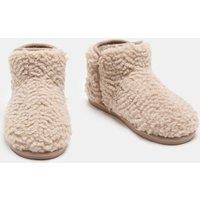 M&S Faux Fur Slipper Boots Natural