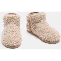 M&S Faux Fur Slipper Boots Natural