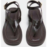 M&S Leather Ankle Strap Flatform Toe Post Sandals Brown