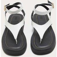 M&S Leather Ankle Strap Flatform Toe Post Sandals White