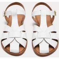 M&S Leather Ankle Strap Flat Sandals White