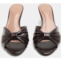 M&S Leather Knot Kitten Heel Open Toe Mule Soft Cherry