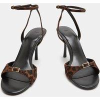 M&S Leather Leopard Print Stiletto Heel Sandals Brown Mix
