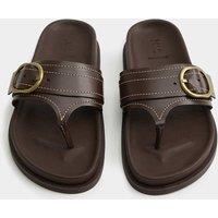 M&S Leather Footbed Toe Post Sandals Brown
