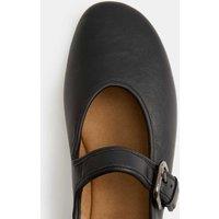 M&S Leather Mary Jane Buckle Flat Ballet Pumps Black