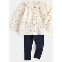 M&S Cotton Rich Heart Woven Blouse Outfit (0-5 Yrs) Navy Mix