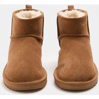 M&S Suede Flatform Slipper Boots Chestnut