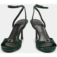 M&S Suede Buckle Open Toe Stiletto Heel Sandals Dark Green