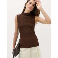 M&S Textured Sleeveless Top Dark Chocolate