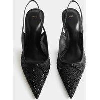 M&S Embellished Bow Stiletto Slingback Shoes Black