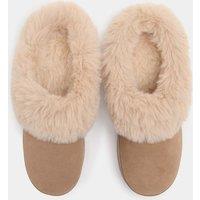 M&S Suede Round Toe Slipper Boots Mink