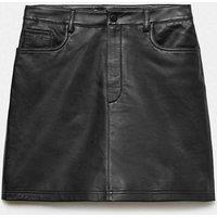 Per Una Leather Mini A-Line Skirt Black