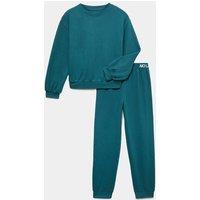 M&S Stretch Lounge Pyjama Set Petrol Green