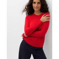 M&S Pure Merino Crew Neck Jumper Ruby Red