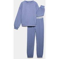 M&S Stretch Lounge Pyjama Set Slate Blue
