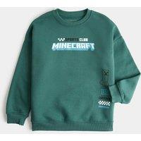M&S Cotton Rich Minecraft Graphic Sweatshirt (6-16 Yrs) Green