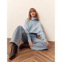 Per Una Balloon Sleeve Roll Neck Jumper Soft Blue