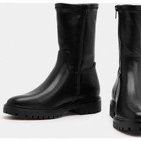 M&S Block Heel Sock Ankle Boots Black