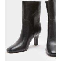 M&S Leather Block Heel Ankle Boots Black