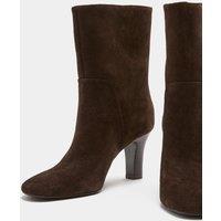 M&S Suede Pull On Block Heel Ankle Boots Brown