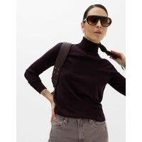 M&S Pure Merino Wool Roll Neck Jumper Dark Aubergine