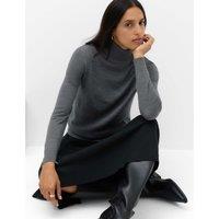 M&S Pure Merino Wool Roll Neck Jumper Mid Grey Marl