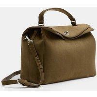 M&S Faux Suede Fold Over Grab Bag Khaki