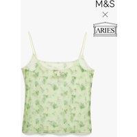 M&S x Aries Sheer Floral Camisole Green