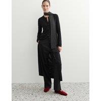 JAEGER Merino Wool Rich Sparkly Longline Cardigan Black
