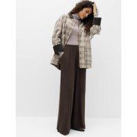 M&S High Waisted Wide Leg Palazzo Trousers Dark Chocolate
