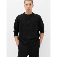 M&S Air-Yarn Relaxed Henley Jumper Black