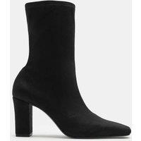 M&S Square Toe Block Heel Sock Boot Black
