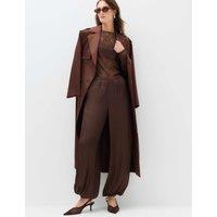 M&S Satin Elasticated Waist Balloon Trousers Chocolate