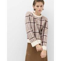 M&S Dogtooth Crew Neck Relaxed Jumper With Wool Ivory Mix