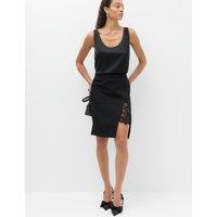 M&S Lace Split Front Knee Length Pencil Skirt Black