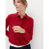 M&S Air-Yarn Collared Relaxed Cardigan Ruby Red