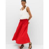 M&S Tie Front Midi A-Line Skirt Chilli
