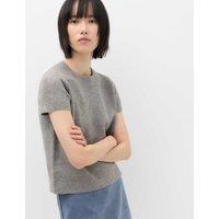M&S Crew Neck Short Knitted Top With Wool Mid Grey Marl