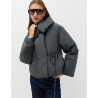 M&S Feather & Down Funnel Neck Short Puffer Jacket Charcoal