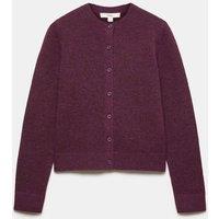 M&S Crew Neck Cardigan with Wool Dark Burgundy