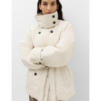 M&S Pure Cotton Thermowarmth Belted Funnel Neck Coat Ivory