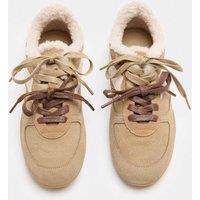 M&S Suede Faux Fur Lined Trainers Tan