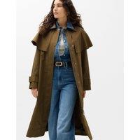 M&S Pure Cotton Waxed Longline Cape Parka Khaki
