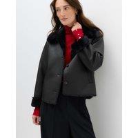 M&S Faux Shearling Aviator Jacket Black