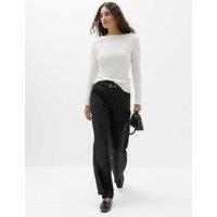 M&S Belted Straight Leg Trousers Black